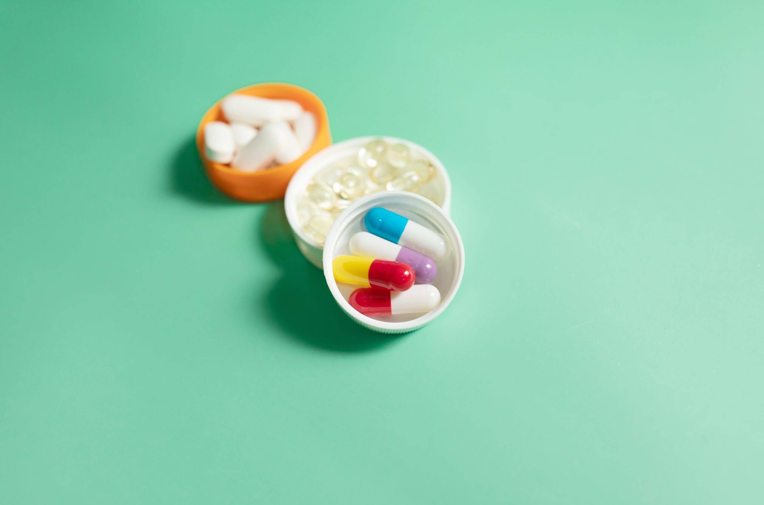 prescription and recreational drugs in pill bottle caps